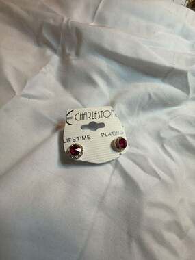 Charlestone Hot Pink Solitaire Stud Earrings